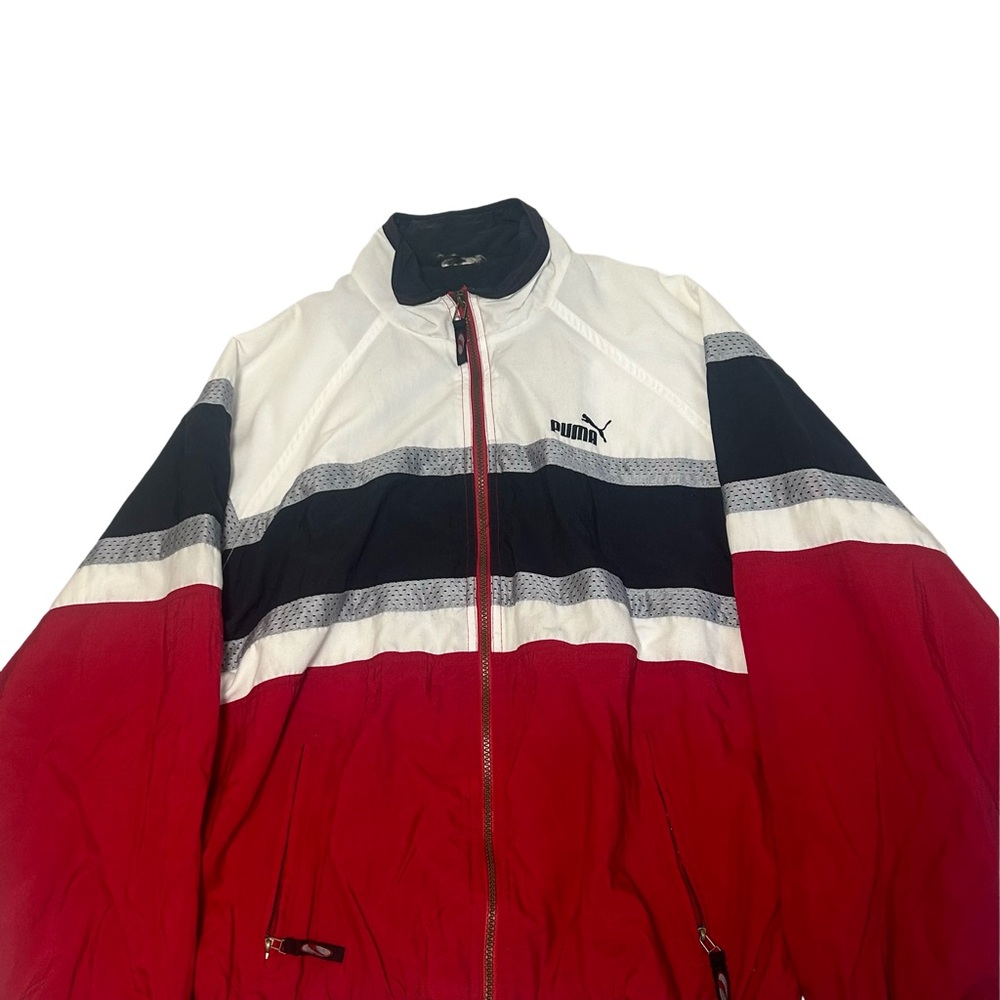 Puma Men's Red and White Tracksuit Jacket